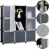 Складаний шафа органайзер для речей Storage Cube Cabinet MP-39-61 110х110х35 см Пластикова тумба на 9 секцій поличка для одягу та взуття Чорна
