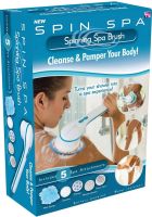 Spin Spa 5-in-1 massage brush for washing and cleansing the face and body, electric massager for shower, bathtub, massager brush with replaceable nozzles White