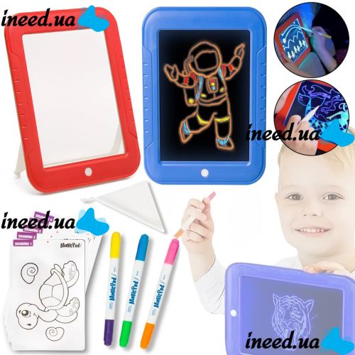 Световой 3D планшет Magic SketchPad RD-2003 волшебная детская светодиодная Led доска для рисования светом с дисплеем и неоновыми маркерами от 3-х лет