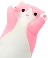 Мягкая плюшевая игрушка-подушка Кот Батон 50 см Pink детская подушка обнимашка котик, игрушечный длинный антистресс кот-батон от 3-х лет Розовый