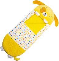 Спальный мешок с подушкой для детей Happy Nappers Собачка 3 в 1 детский спальник 130Х50 см кокон трансформер, подушка игрушка на молнии желтый