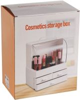 Настольный органайзер для хранения косметики Cosmetic Storage Box GW-880 косметическая полочка 4 секции с выдвижными ящиками и ручкой Белая