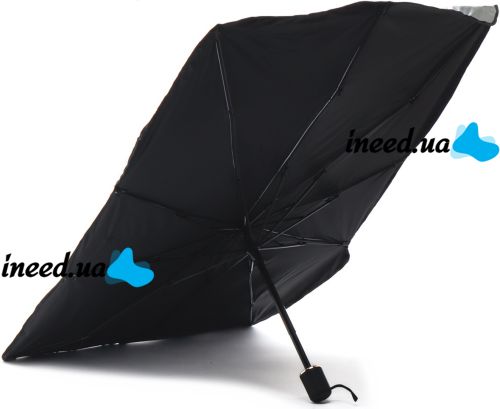 Автомобільна світловідбиваюча шторка парасолька Car Umbrellas сонцезахисний тент 120х70 см козирок на лобове скло для захисту від сонця в авто Чорний
