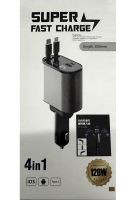 Автомобильное зарядное устройство Super Fast Charge PT16 с вольтметром type c lightning 4 в 1 120 W FM трансмиттер, модулятор в авто от прикуривателя