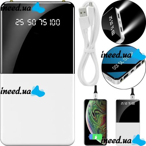 Зарядное устройство УМБ Power Bank 20000 mAh Xiaomi Power Quantus MI 2.1C 2xUSB повербанк с фонариком, Внешний аккумулятор батарея для телефона