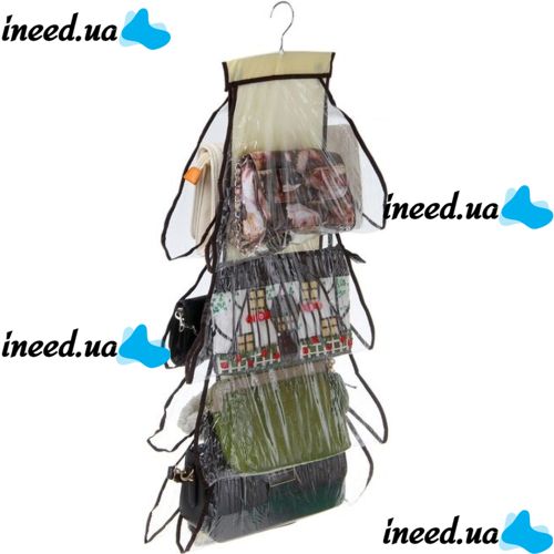 Organizer for storing bags on a hanger Range Sacs a Main, hanging hanger for 16 bags, hanger organizer for accessories for 8 sections, pockets