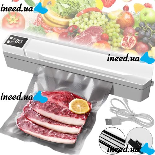 Вакуумный упаковщик пакетов Vacuum Sealer AND 1039 автоматический бытовой вакууматор с пакетами, вакуумайзер для упаковки и хранения еды, продуктов