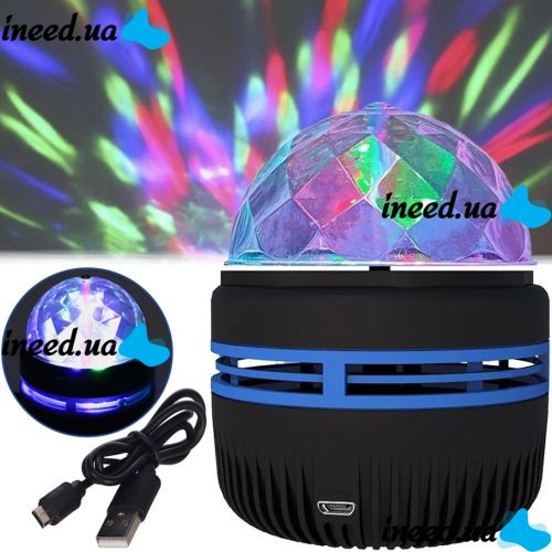 Дискошар-проектор звездного неба Led Mini Magic Ball настольный RGB проектор, круглый светодиодный LED светильник, 3D ночник дискошар USB Черный