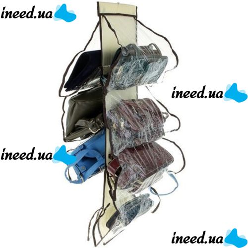 Organizer for storing bags on a hanger Range Sacs a Main, hanging hanger for 16 bags, hanger organizer for accessories for 8 sections, pockets