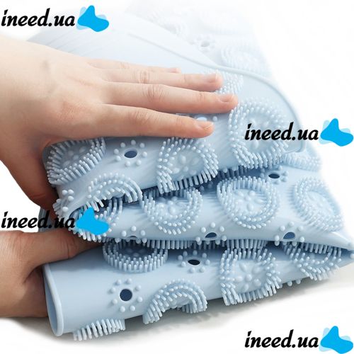 Non-slip shower mat Massage Foot Rad 35 cm, silicone, massage foot brush mat, round, rubber suction cup bath mat