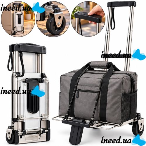 Складная мини тележка кравчучка Porter Trolley CT-25 до 25 кг двухколесная раскладная тачка с телескопической ручкой для покупок 97х24х17.5 см