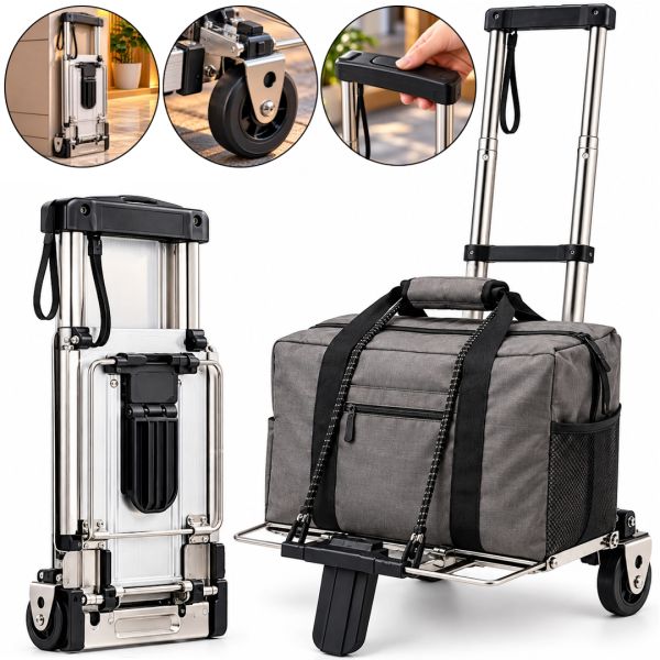 Складная мини тележка кравчучка Porter Trolley CT-25 до 25 кг двухколесная раскладная тачка с телескопической ручкой для покупок 97х24х17.5 см