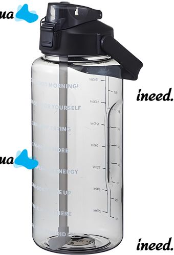 Спортивная бутылка с поилкой для воды Water Bottle Large Gym 2л портативная герметичная бутылка с таймером, соломинкой и ручкой для занятий спортом