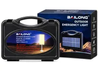 Зарядная станция прожектор Bailong ZJ-HW006 с пультом, фонарь с гирляндой на штативе с Power Bank и солнечной панелью от аккумулятора и прикуривателя