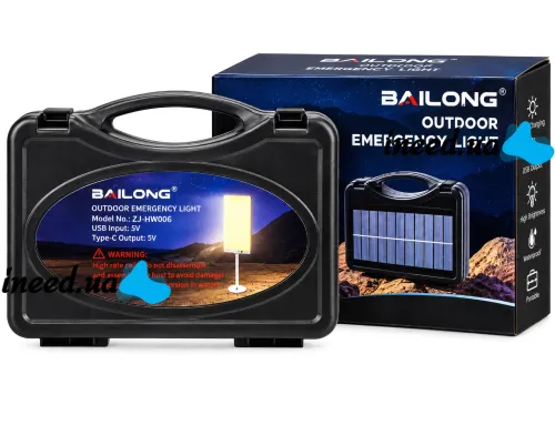 Зарядная станция прожектор Bailong ZJ-HW006 с пультом, фонарь с гирляндой на штативе с Power Bank и солнечной панелью от аккумулятора и прикуривателя