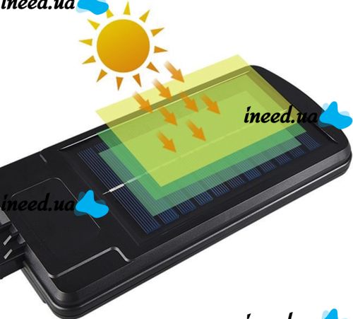 Solar Powered Street Lamp Solar Street Light BL BK-120-6COB Wall-mounted Rechargeable LED Flashlight with Remote Control and Motion Sensor on a pole