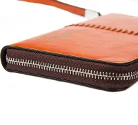 Мужской кошелек клатч Baellerry Leather Model 1 W009 Orange с отделением для телефона, Мужское портмоне на 21 отделений для купюр Оранжевый