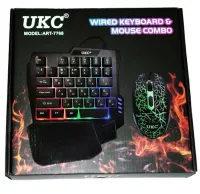 Игровой набор UKC 7768 проводная клавиатура и мышка с RGB светодиодной подсветкой 45 клавиш, Компьютерный комплект мышь с клавиатурой для ПК Черная