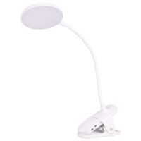 Настольная аккумуляторная LED лампа WD-6651 на прищепке, Светодиодная USB лампа фонарь на гибкой ножке с зажимом прищепкой на аккумуляторе Белая