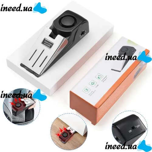 Беспроводная дверная сигнализация Door Stop Alarm защита входных дверей дома Стоп Дверь Звуковая с датчиком вибрации и звуком 120 дБ на батарейках