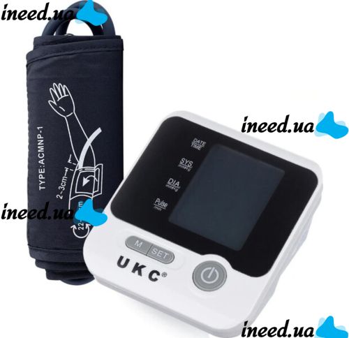 Автоматический тонометр UKC BL-8034 (BLPM-13) с манжетой на руку, Измеритель артериального давления и пульса на предплечье с LCD экраном Белый