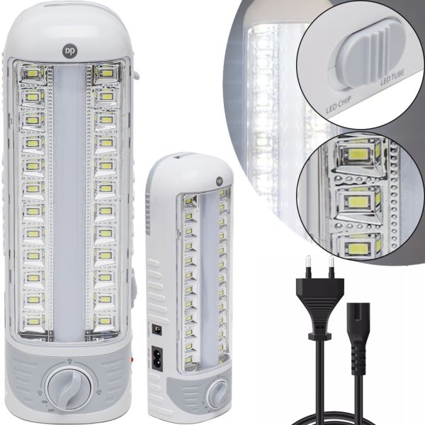 LED Portable Lamp Lantern DP Light DP-7104 1500 mAh Adjustable Light for Camping, Rechargeable Spotlight Lamp with Handle White