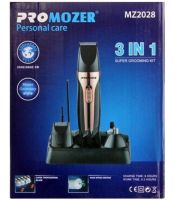 Беспроводная машинка ProMozer MZ-2028 6 насадок для стрижки волос бороды носа и ушей, Аккумуляторный триммер Мозер MZ2028 с насадками и подставкой