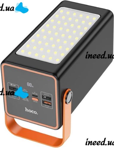 Портативное зарядное устройство Power Bank HOCO J107 90000 mAh 22.5W с фонариком Внешний аккумулятора повербанк Хоко 4USB 1TYPE-C для зарядки Черный