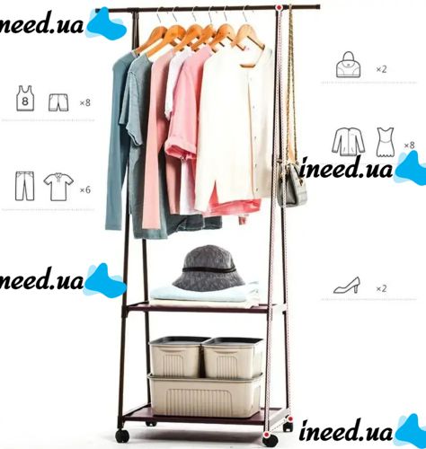 Напольная вертикальная стойка вешалка для одежды Coat Rack Traingular 160Х55 см многофункциональная передвижная полка для хранения вещей до 20 кг
