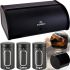 Edenberg EB-097 4in1 bread box with 3 jars for bulk products, A set of bread boxes for storing bakery products with stainless steel containers
