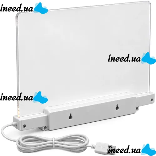 Акриловая LED доска для рисования Drawing Board T-466 светодиодный настольный ночник на подставке с подсветкой и маркерами для заметок 15х15 см USB