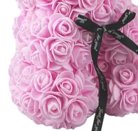 Маленький мишка из искусственных 3D роз Teddy Bear de Luxe 25 см Pink, Светло розовый медведь Тедди