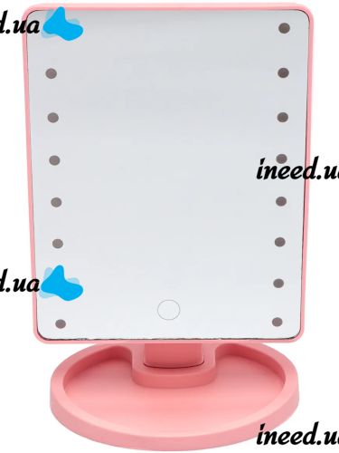 Magic MakeUp Mirror: A Cosmetic Touchscreen Makeup Mirror That Rotates 180 Degrees—a Tabletop Mirror on a Stand with 22 LED Lights, USB-Powered, Pink