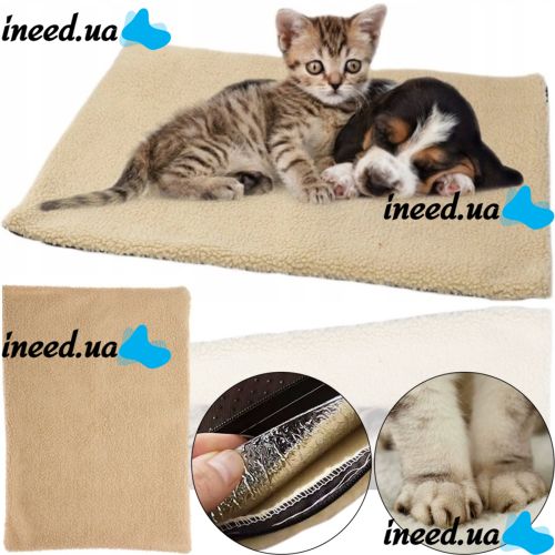 Самонагревающийся коврик лежак Pet Bed Self Heating 60х45 см для собак и кошек, Термоподстилка спальное место для домашних животных Коричневый