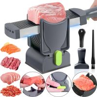 Fresh Meat Slicer YLM-248 Handheld Meat Slicer for thin slicing and shredding of meat, LY-824 17 Blade Handheld Slicer with Stand Gray