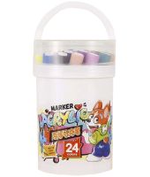 Профессиональный набор скетч маркеров Creative Acrylic Marker 24 шт для рисования в ведре, Акриловые маркеры фломастеры линеры AND635-24 цвета