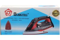 Electric Steam Iron Domotec MS-2202 with Water Tank 2200W Teflon Sole with Steam and Dry Ironing Mode for Clothes MS2202 Red