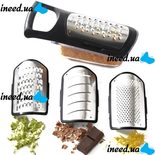 Набор терок Soft Touch Container Grater Set 4 в 1 ручная овощерезка, мультислайсер для нарезки овощей и фруктов со сменными насадками и контейнером