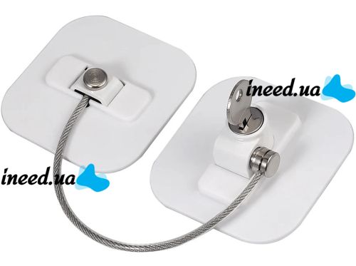 Блокировщик окон с ключом Child Safety Lock AND-93 детский замок безопасности, защита на мебель, шкаф, холодильник, блокиратор с тросом для детей