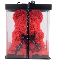Маленький мишка из искусственных 3D роз Teddy Bear de Luxe 25 см Red, красный медведь Тедди