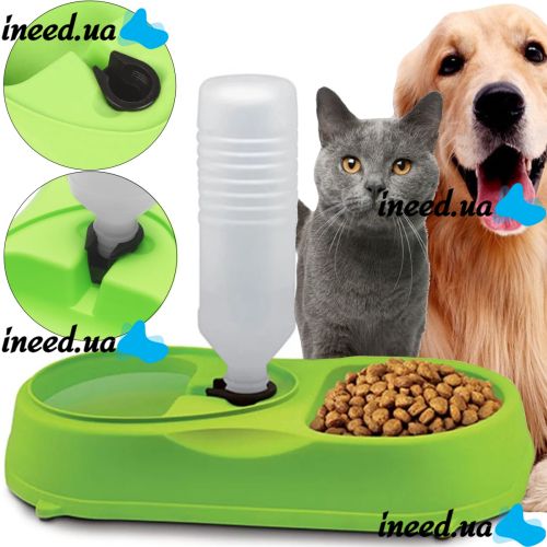 Миска для собак и котов Pet Feeder с поилкой 2 в 1, автоматическая пластиковая кормушка для домашних животных c дозатором, диспенсером для воды
