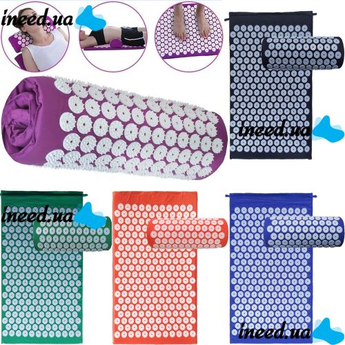 Ортопедический акупунктурный массажный коврик Acupressure Mat для спины, головы, шеи, ног, стоп, аппликатор Кузнецова для игольчатого массажа тела