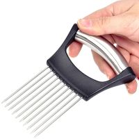 Кухонный нож-держатель Fissman для резки лука, нож фиксатор, для нарезки овощей, фруктов, мяса, рыбы, плододержатель, слайсер из стали 14.2 см