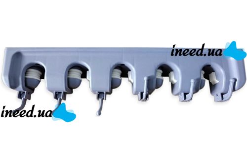 Настенный держатель для швабры и щеток Broom Holder mh-05 держатель-органайзер на 5 отсеков и 6 крючков органайзер фиксатор для инвентаря Серый