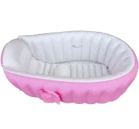 Надувная детская ванна для купания Intime Baby Bath Tub JS033 противоскользящая ванночка с подушкой, сливом и насосом для малышей Розовая YT-226A