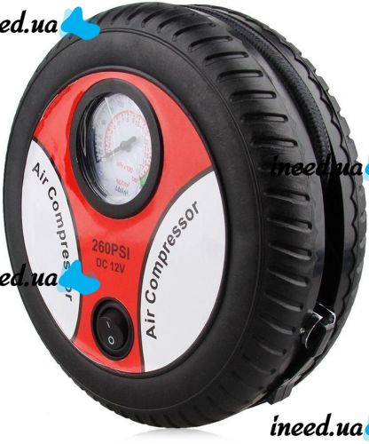 Автомобильный компрессор в форме колеса Air Compressor H0248 260PSI 12V автокомпрессор, насос с манометром для контроля давления в шинах, колес авто