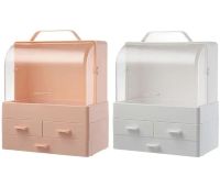 Настольный органайзер для хранения косметики Cosmetic Storage Box GW-880 косметическая полочка 4 секции с выдвижными ящиками и ручкой Белая