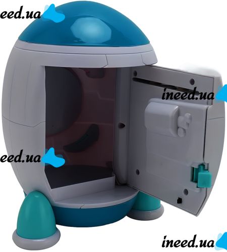 Детская электронная копилка сейф Ракета Rockets Money Box 852A купюроприемник с кодовым замком и отпечатком пальца для купюр и монет на батарейках