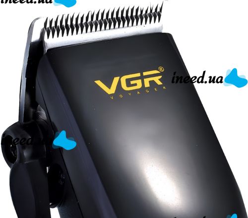 Проводная машинка для стрижки волос VGR V-128 7W профессиональный триммер для окантовки бороды и усов от сети со сменными насадками и ножницами 