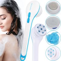 Spin Spa 5-in-1 massage brush for washing and cleansing the face and body, electric massager for shower, bathtub, massager brush with replaceable nozzles White